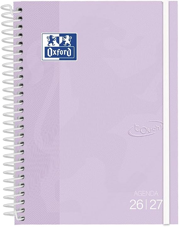 Oxford Touch, Agenda 2026 2027, Semana Vista, Tapa Extradura, A5 (15x21 cm), Español, Color Lavanda