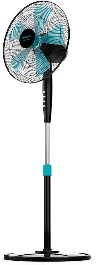 Cecotec Ventilador de Pie EnergySilence 510. 40 W, 5 Aspas de 40 cm de diámetro, Oscilante, 3 Velocidades, Altura Ajustable 110-130 cm, Motor de Cobre, Diseño en Negro