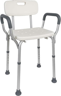 Mobiclinic, Sedia da doccia, Puerto, Marchio europeo, Disabili, Sgabello per anziani, Marcatura ce, Antiscivolo, Altezza regolabile, Sedile con fori acqua, Colore bianco