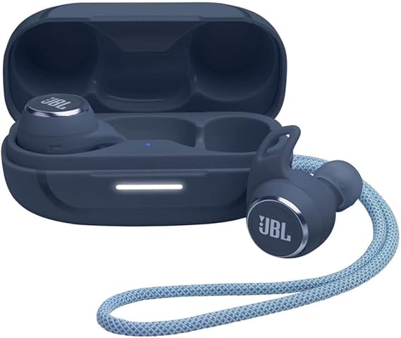 JBL Reflect Aero Auriculares con tecnología True Adaptive Noise Cancelling, resistentes al agua, batería de 8 horas, en azul