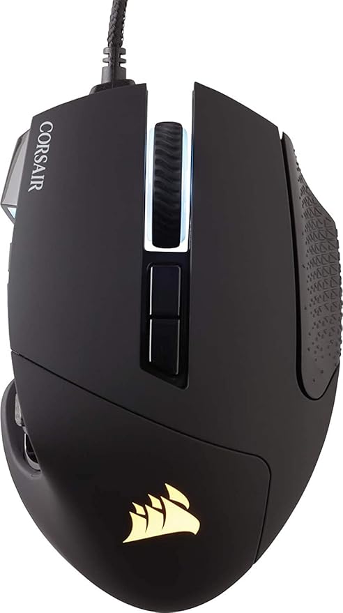 Corsair Scimitar ELITE RGB Óptico MOBA/MMO Ratón para Juegos, 18.000 PPP Óptico Sensor, 17 Botones Programables, Retroiluminación RGB Dinámica en Cuatro Zonas, Forma Contorneada, Color Negro