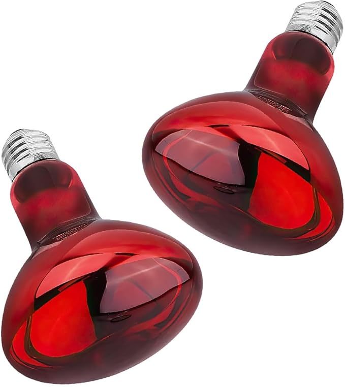 SKIKHN Bombillas de Calefacción para Reptiles, 2 Piezas Bombilla de Calor Reptiles, Bombilla Infrarroja E27 Calor, Bombilla de Calor para Reptiles y Lagartos Anfibios Lagarto Tortuga (100W)
