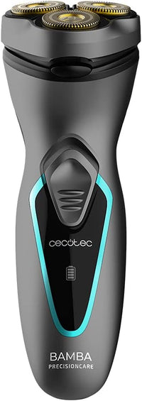 Cecotec Afeitadora Rotativa Bamba PrecisionCare Titanium PerfectCut. 8 W, Cuchillas de Acero Inox, Recubrimiento de Titanio, Cabezal 3D, Batería de litio, Autonomía 40 min