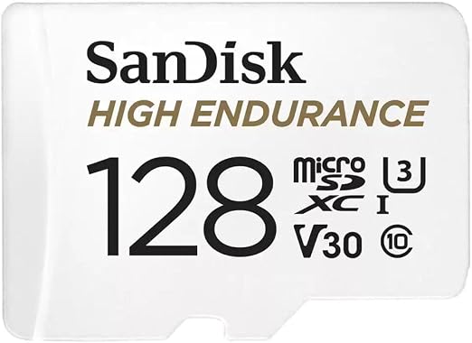 SanDisk High Endurance 128 GB Tarjeta microSD para videovigilancia, hasta 100 MB/s, Class 10, U3 y V30