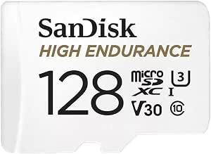 SanDisk High Endurance 128 GB Tarjeta microSD para videovigilancia, hasta 100 MB/s, Class 10, U3 y V30