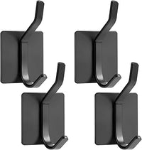 Oderra 4 Pezzi Ganci Adesivi Muro, Appendi Accappatoio Bagno, Gancio Adesivo per Armadi, Porte, Pareti, Senza Foratura, Antiruggine - Nero