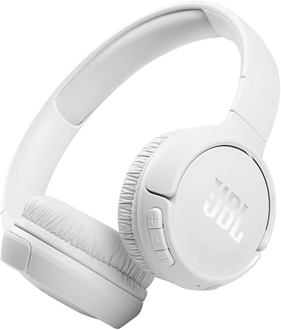 JBL TUNE 510BT Auriculares inalámbricos on-ear con tecnología Bluetooth, ligeros, cómodos y plegables, hasta 40h de batería, Siri y Asistente de Google, con conexión multipunto, blanco