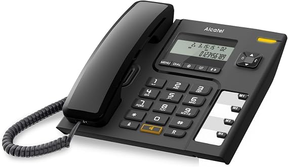 ALCATEL T56 - Teléfono con Cable - Pantalla Digital - Manos Libres - Registro de Llamadas - Rellamada - 4 memorias directas - Negro