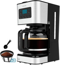 Cecotec Cafetera de Goteo Programable Coffee 66 Smart Plus. 950W, Capacidad 12 Cafés, Tecnología ExtemAroma y Función AutoClean, Acabados en Acero Inox, Pantalla LCD, 1,5 L