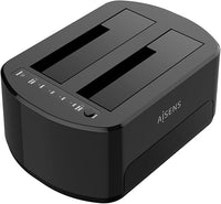 ESTACION DOCKING AISENS DOBLE ASDS-D03B SATA 2.5 3.5 A USB 3.0 3.1 GEN1 CLONE