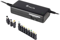 NGS BAN - Cargador Universal Manual 90 W para Ordenador Portátil, Cargador con 11 Adaptadores Compatibles con HP, Dell, Asus, Lenovo, Acer, Negro