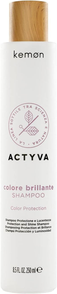 Kemon - Actyva Colore Brillante Shampoo, Azione Emolliente e Rivitalizzante per Capelli Colorati, con Olio di Moringa - 250 ml