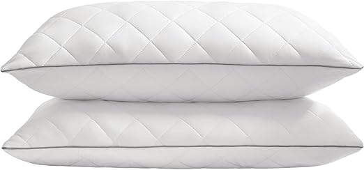 SONGMICS HOME Juego de 2 Almohadas de Cama, Doble Uso, 50 x 70 cm, Funda Suave Refrigerante, 650 g Relleno, Invierno Verano, Cojín, Lavable a Máquina y Secable a Menos de 60 °C, Blanco Nube TBP024W01