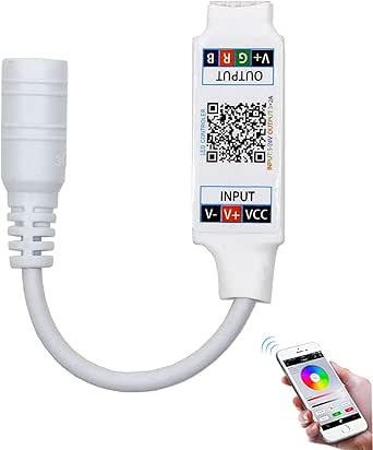 TOPXCDZ Mini controlador RGB Bluetooth DC 5V 12V 24V Music BT Smart APP controlador de tira de luz para tira LED RGB (Mini DC Bluetooth blanco)