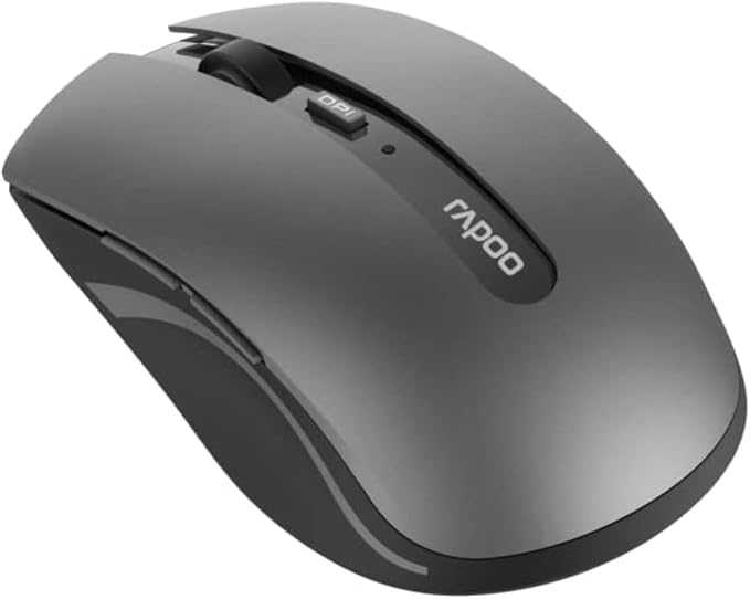 Rapoo | Ratón inalámbrico multimodo silencioso Bluetooth 2.4ghz,Gris Oscuro
