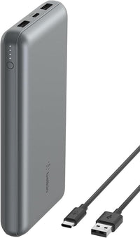 Thumbnail for Belkin Cargador USB-C portátil de 20000mAH, batería Externa 20K con Puerto USB-C de Salida/Entrada, Power Bank con 2 Puertos USB-A y Cable USB-C a USB-A para iPhone, Galaxy, iPad - Gris Espacial