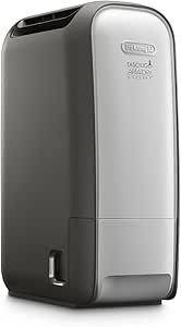 De’Longhi Tasciugo AriaDry Light - Deshumidificador portátil, tecnología Zeolite e ionizador, Elimina hasta 7,5 L/día, seca la ropa, Antimoho y silencioso, Función swing y temporizador, Gris, (DNS80)