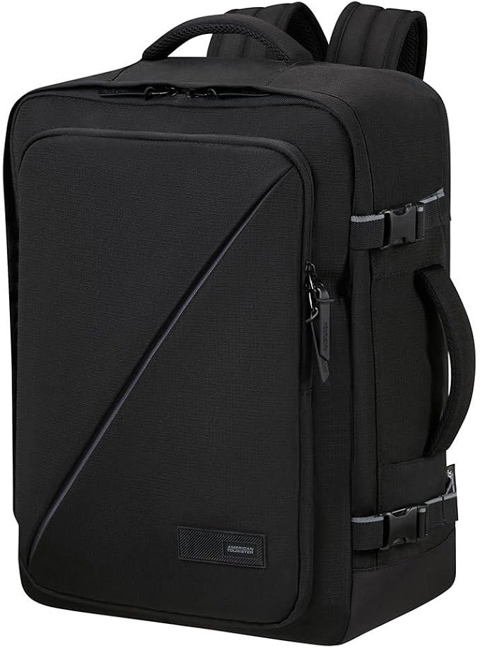 American Tourister Take2Cabin, mochila de viaje ampliable de 17,3 pulgadas, 55 cm, 42,5/48,5 L, negra (negra)