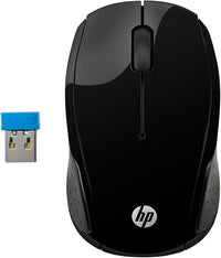 HP 200 - Ratón Inalámbrico (1000 dpi, Puerto USB, 2 Botones y Rueda de Desplazamiento, 12 Meses Duración Batería, Windows), Color Negro