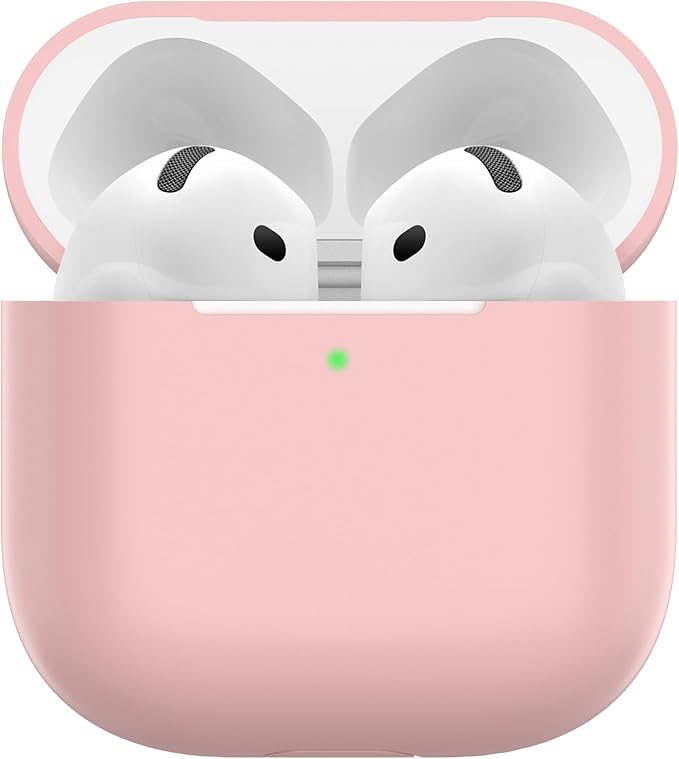 Nemteur Funda for Airpods 4, Case Protectora Delgada de Silicone for AirPods 4th 2024 (USB-C) Skin Frontal LED Visible Cover de Silicona, Rosa
