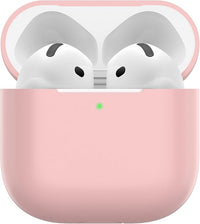 Nemteur Funda for Airpods 4, Case Protectora Delgada de Silicone for AirPods 4th 2024 (USB-C) Skin Frontal LED Visible Cover de Silicona, Rosa