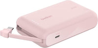 Belkin BoostCharge batería Externa de 10 000 mAh, Power Bank portátil con Cable Integrado PD (20 W), Carga rápida por USB-C Power Delivery 10K, Cargador móvil, iPhone 16, iPad Pro, Galaxy S24 y Otros