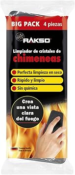 RAKSO Limpiador de cristales para chimenea, 4 unidades (2 x 2 unidades)