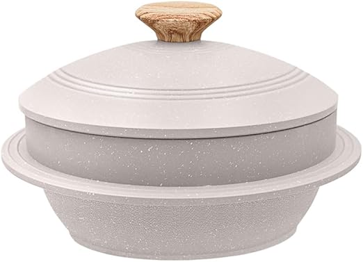 Bobikuke Cacerola Alta con Tapa, 20 cm Coreano Dolsot Bowl Olla de Piedra Antiadherente, para Bibimbap Sopa - Blanco