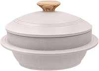 Bobikuke Cacerola Alta con Tapa, 20 cm Coreano Dolsot Bowl Olla de Piedra Antiadherente, para Bibimbap Sopa - Blanco