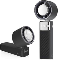 CATGIFF Ventilador de Mano Recargable, Mini Ventilador Portatil 5000mAh, Hand Fan Silencioso Potente Turbo (1-199 Velocidad), Ventiladores Aire Frio para Viajes, Exterior, Camping, Oficina Negro