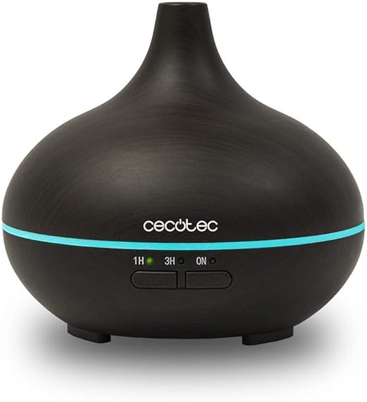 Cecotec Humidificador Ultrasónico y Difusor de Aromas con Temporizador Pure Aroma 150 Yin. Capacidad 150 ml, Temporizador 3 Horas, 7 Colores led, Función aromaterapia, Ultra silencioso Madera Oscura