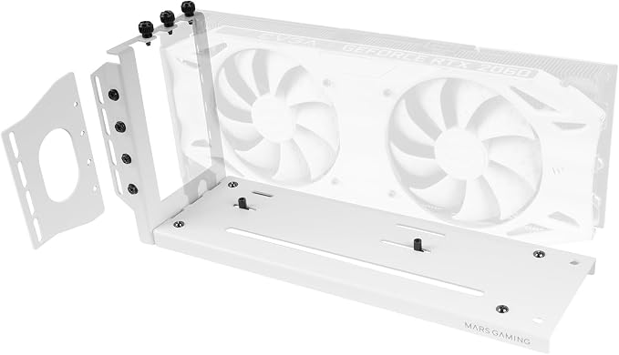 Mars Gaming MCA-GCV, Universeller Vertikaler GPU Halter, rutschfeste Magnetische Basis, Compatible con Modellen bis zu 3 Slots, Vielseitige GPU Installation 2X PCI Brackets, Blanco