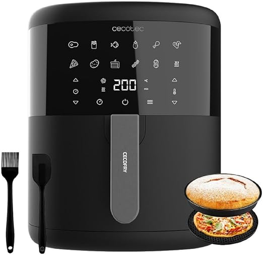 Cecotec Freidora de Aire sin Aceite de 6 L Air Fryer con Accesorios Cecofry Bombastik 6000 Full. 1700 W, Tecnología PerfectCook, Temperatura y Tiempo Regulables, Control Táctil, 12 Modos