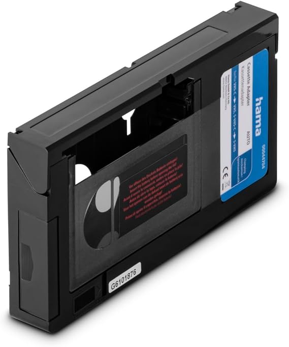 Hama VHS-C/VHS Adaptador de cassette 00044704, VHS-C/VHS Convertidor Vídeo, Cassette adaptador motorizado, Color Negro, 6 mm