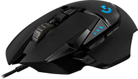 Logitech G G502 Hero Ratón Gaming con Cable Alto Rendimiento, Captor Hero 25K, 25,600 dpi, RGB, Peso Personalizable, 11 Botones Programables, Memoria Integrada, PC/Mac - Negro