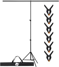 NK Soporte de Fondo para Fotografía Profesional de 1,50 x 2 Metros, Ajustable y Retráctible, 1 Trípode, 1 Barra Transversal entrelazada, 6 x Pinzas Resistentes, 1 Bolsa de Transporte portátil