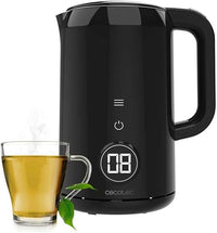 Cecotec Hervidor de Agua Eléctrico de 1,7 Litros con Pantalla Táctil Thermosense 600 Touch Neo, 2200W, Interior de Acero Inoxidable, 7 Niveles de Temperatura, Apagado Automático, Negro