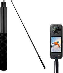 Palo Selfie Telescópica 120 cm “Invisible” para Insta360 y Cámaras de Acción – Aluminio Ultraligero 140 g, Plegable 22,5 cm, Rosca Universal 1/4”, Ideal para Vídeo 360º y Deportes de Aventura