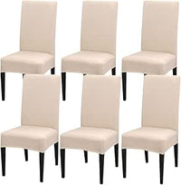 NFYUEBUC Funda para sillas con respaldo de 6 piezas, elástica, universal, antimanchas, moderna, lavable, decorativa, para salón, casa, restaurante, hotel (beige)
