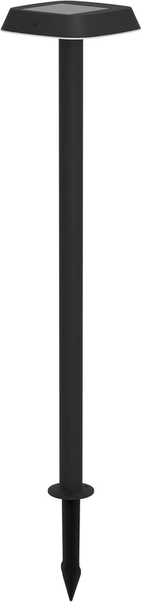 EGLO Dreoli Lámpara solar led de pie, lámpara de exterior con estaca y sensor de movimiento, lámpara de pie solar para exteriores, luz descendente, plástico negro, IP44