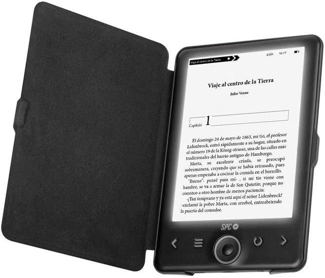 SPC Dickens Light 2 Case: Funda Protectora ebook para SPC Dickens Light 2, Cierre con imán, Fabricada en Poliuretano, Ligera y Fina, Interior de Tapa Suave para Proteger la Pantalla, Negra