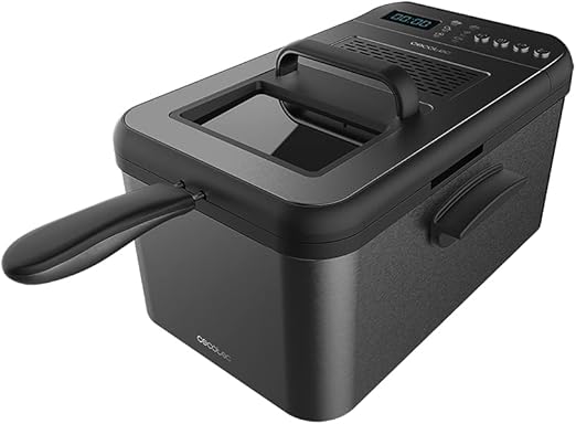 Cecotec Freidora de Aceite de 3,2 Litros Cleanfry Luxury 3000 Dark. 2400 W, Acero Inoxidable tintado en Negro, 5 Programas Preestablecidos, Filtro OilClean