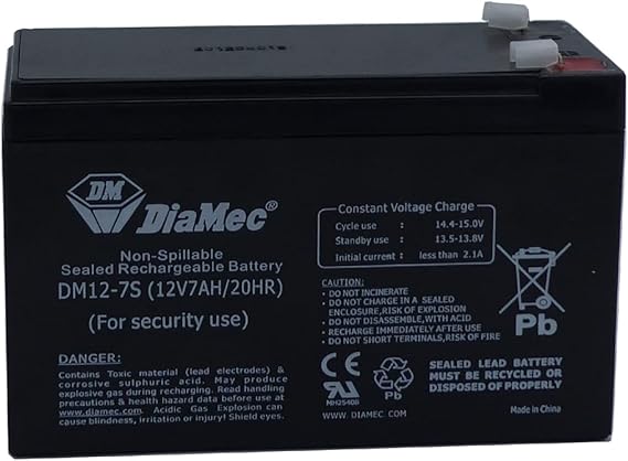 Diamec Batería Plomo AGM 12v 7Ah F1 para Seguridad