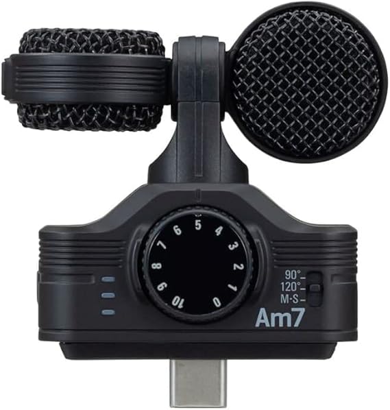 Zoom AM7 Micrófono estéreo para Dispositivos Android, Mid-Side estéreo, cápsula giratoria para alinearlo con la cámara, para Grabar audios de música, Videos, entrevistas y más