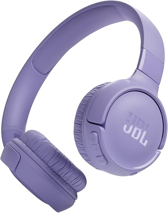 JBL Auriculares Tune 520 BT, inálambricos por Bluetooth, 57 horas de reproducción con JBL Pure Bass, plegables, morado
