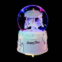 Ieron Carrusel Musical Unicornio Globo de Nieve con Luces parpadeantes, música y Base giratoria, decoración de Globo de Agua de Vidrio de 80 mm (púrpura)