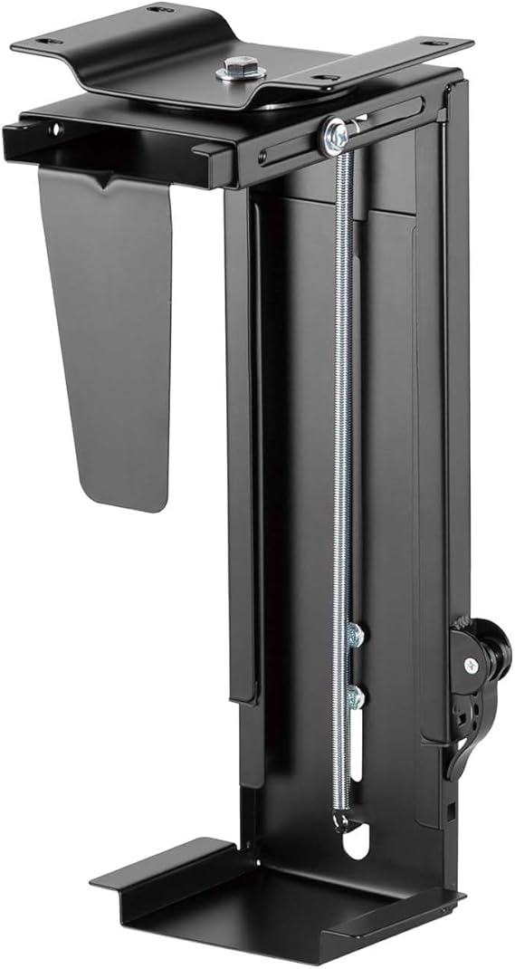 AISENS Soporte Giratorio y Altura Personalizable para CPU por Debajo de Escritorio con Mango de Bloqueo Fácil Negro