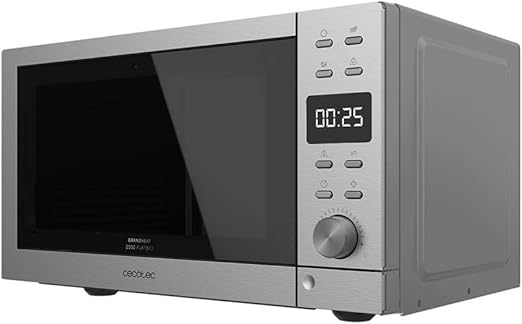 Cecotec Microondas sin plato Digital GrandHeat 2000 Flatbed Steel. 700 W en 6 Niveles, Capacidad 20 Litros, 8 Funciones preconfiguradas, Quick Start, Temporizador hasta 95 minutos