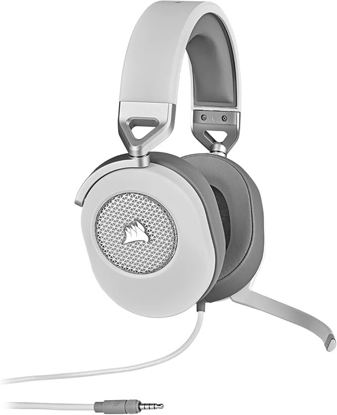 Corsair HS65 Surround Auriculares para Juegos (Sonido Envolvente Dolby Audio 7.1 en PC y Mac, Micrófono omnidireccional, Tecnología SoundID de SonarWorks, Control de Volumen de fácil Acceso) Blanco