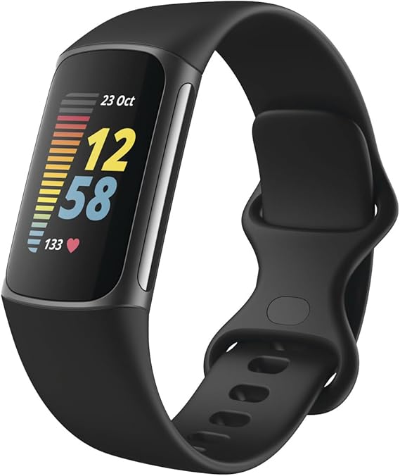 Pulsera avanzada actividad Fitbit Charge 5: con 6 meses de servicio Premium incluidos, hasta 7 días de batería, función ECG y Nivel de recuperación diario, Negro / Acero inoxidable negro grafito